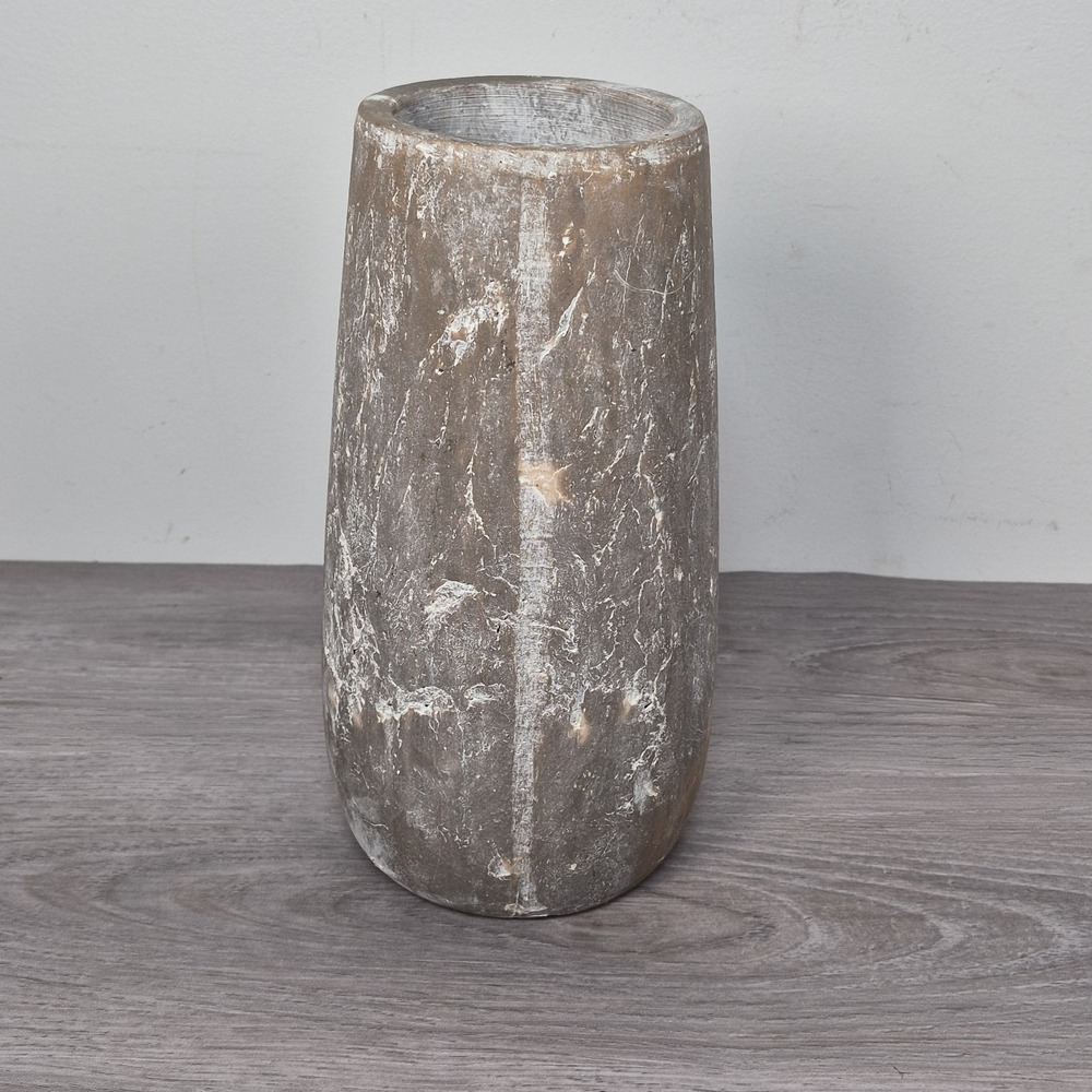 Vintage Hosley Potteries Rustic Gray White Stone Urn Vase